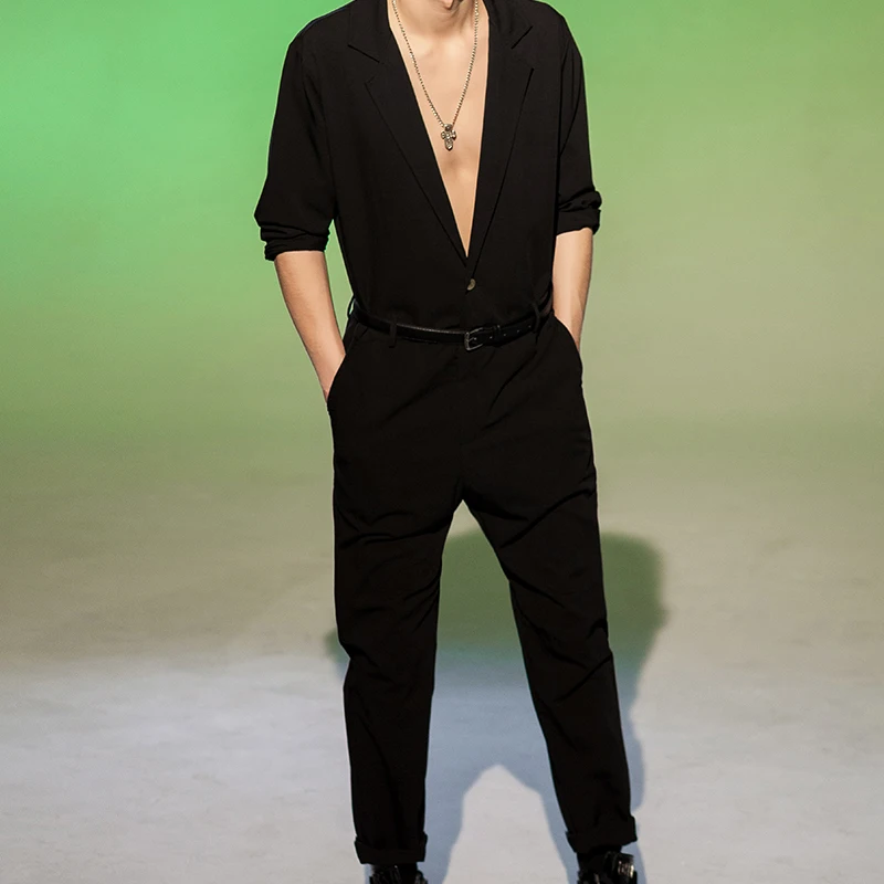 

Осенне-зимние европейские и американские модные мужские брюки «Все в одном», демонстрирующие индивидуальный тренд, свободные брюки в брита...