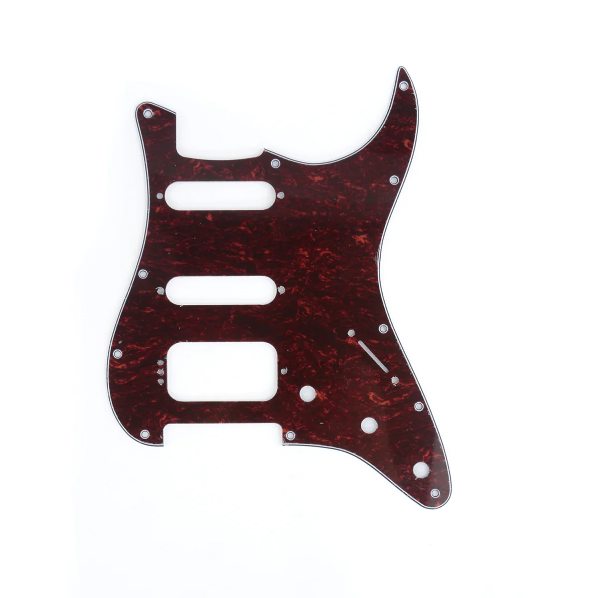 

Musiclily Pro 11-Hole Round Corner HSS Guitar Strat Pickguard for USA/Mexican Strat 4-screw Humbucking Pickup, 4Ply Red Tortoise