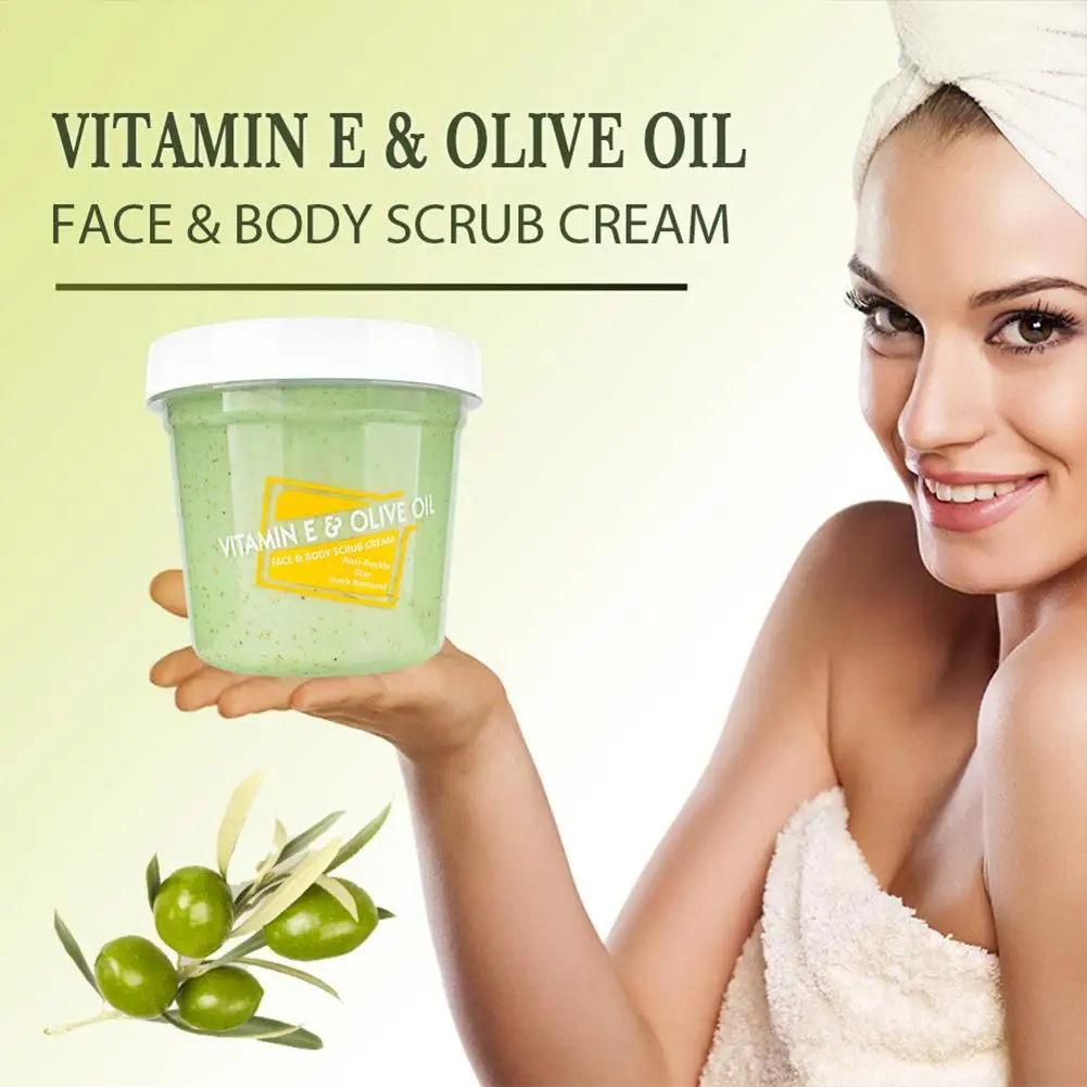 

300ml Body Exfoliating Scrub Compound Olive Oil Ve Moisturizing Hydrating Brightening Whitening Deep Cleansing Body Scrub