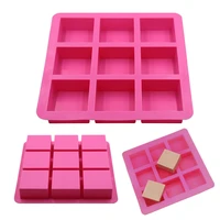 9cavity square silicone mold for making soaps 3d plain soap mold diy handmade soap form tray mold craft pudding candy jelly mold