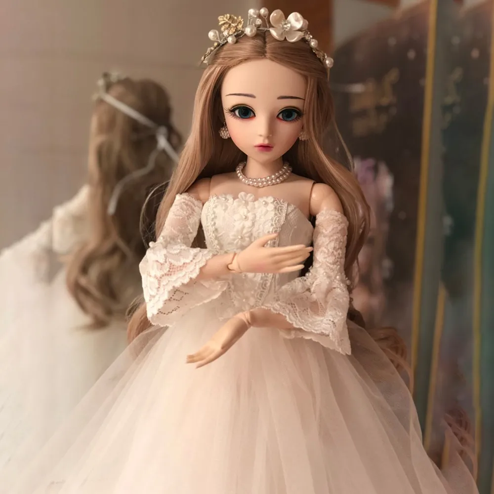 Кукла реборн Bjd 1/3 60 см кукла-невеста белое свадебное платье мягкие виниловые