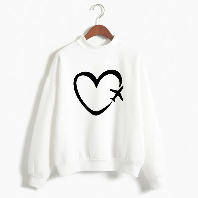 Женские путешествие самолет с принтом сердце Любовь Harajuku толстовки капюшоном