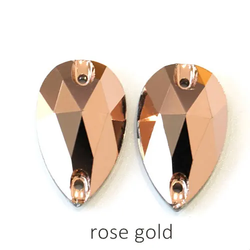 Rose Gold 11x18 мм Красочные 24 цвета лучшее качество пришить стразы каплевидной формы бутик стекло Flatback пришить декоративные камни для одежды F0051 - Цвет: Rose Gold