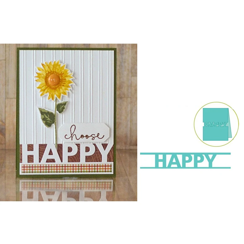 Новый металлический трафарет с надписью Happy для скрапбукинга