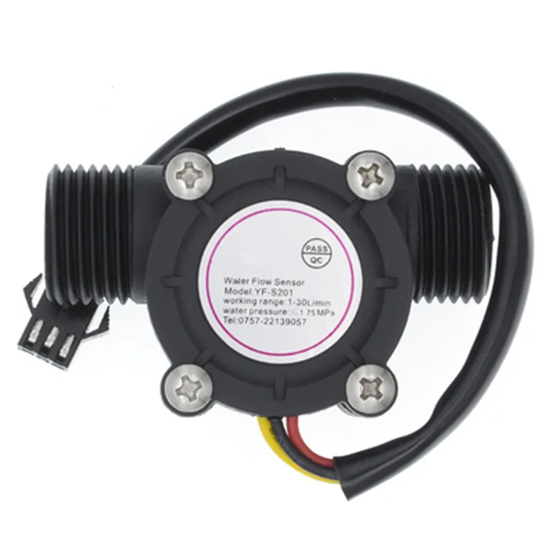 

DC 5-18V Water Flow SensorFlowmeter Hall Flow Sensor Water Control Liquid Flow 1-30L/min 2.0MPa Sensor Switch YF-S201