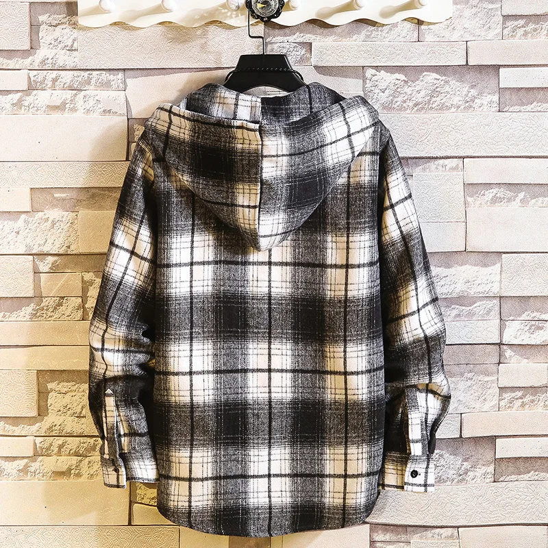 

Autumn Plaid Style Spring 2020 With Hoodie Mens Hip Hop Punk Shirt Flannel Casual Fashion Clothes