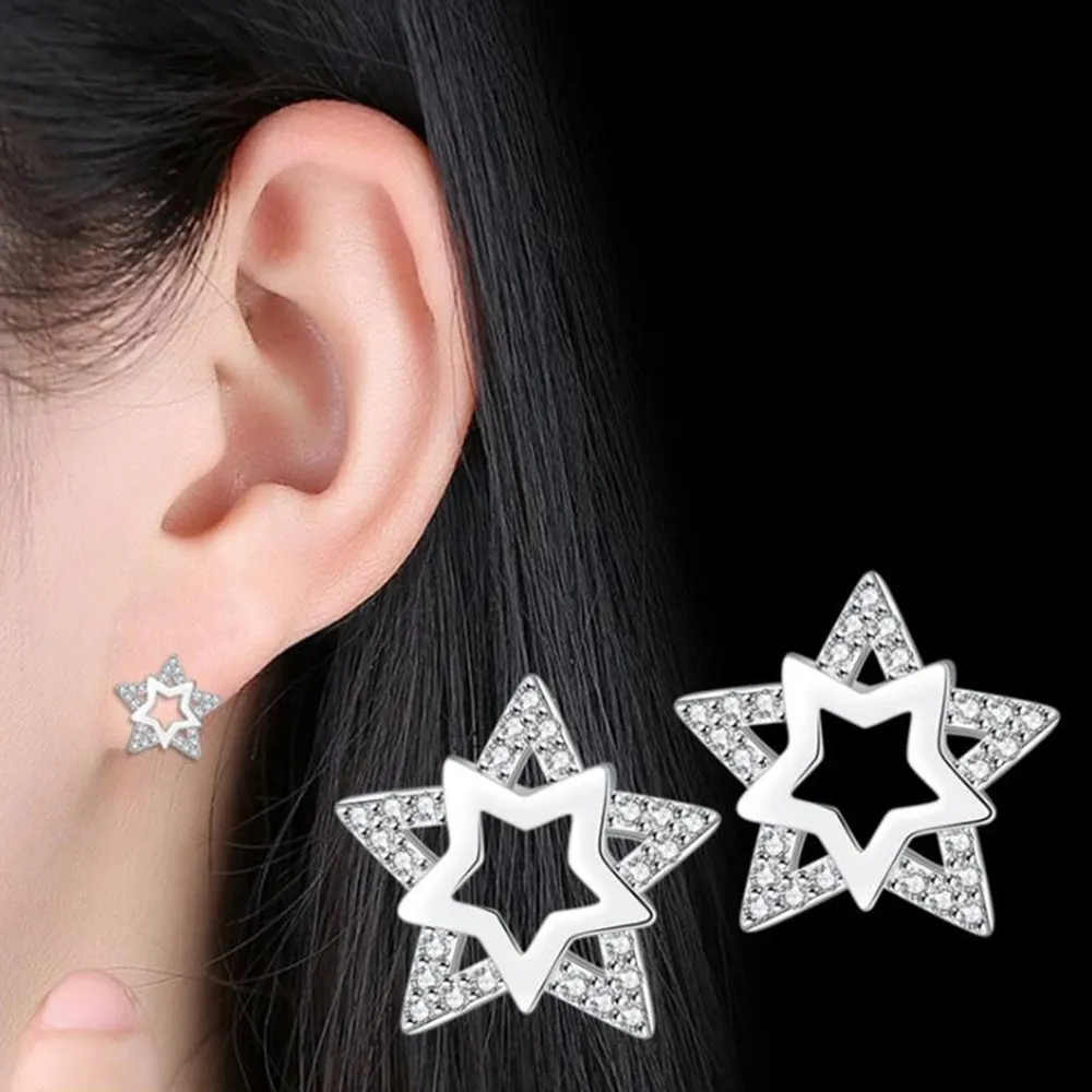 

NEHZY S925 штамп серебряные новые ювелирные серьги высокого качества ретро простые пятиконечные звезды кубический цирконий серебряные серьги