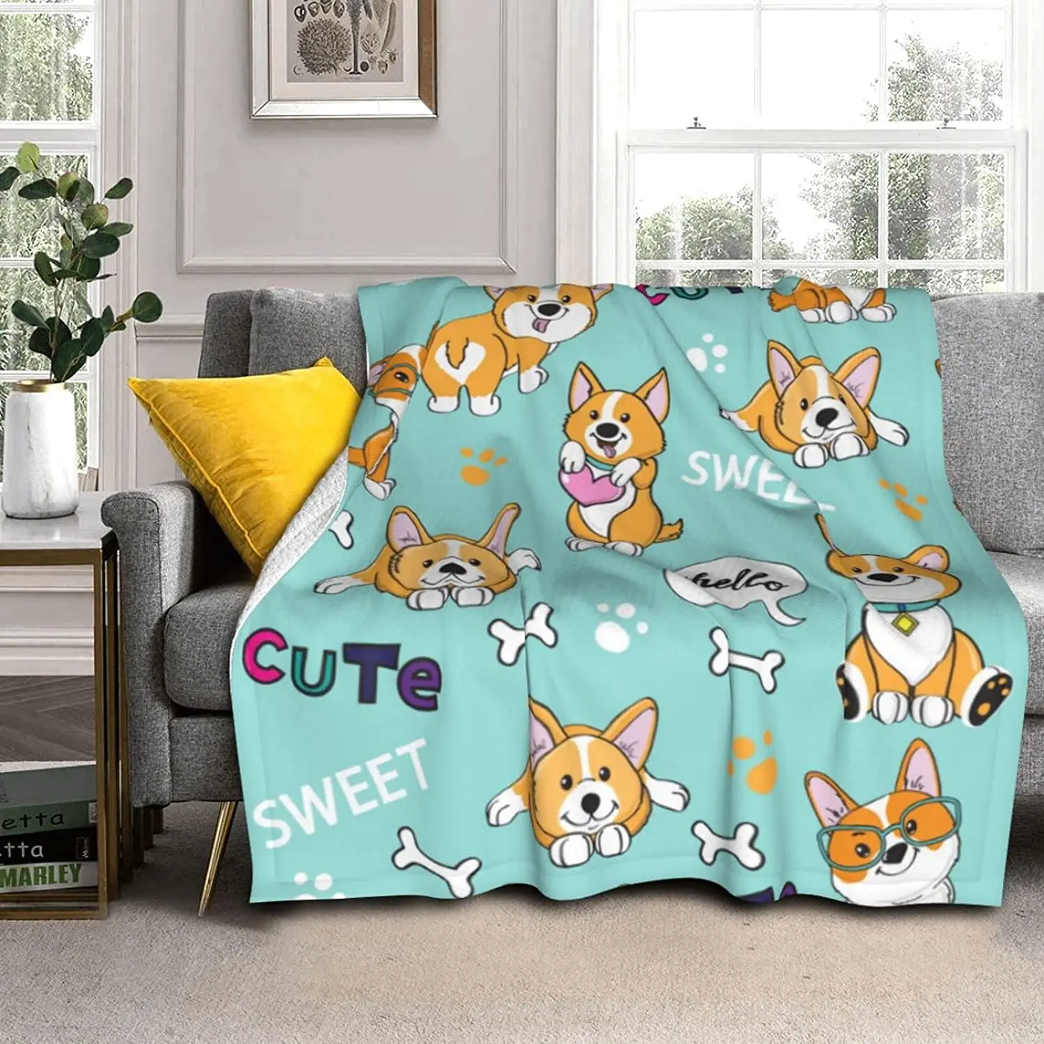 

Размер одеяла для самолета, путешествия, милое шерстяное одеяло корги, украшение для улицы, лучший подарок для детей
