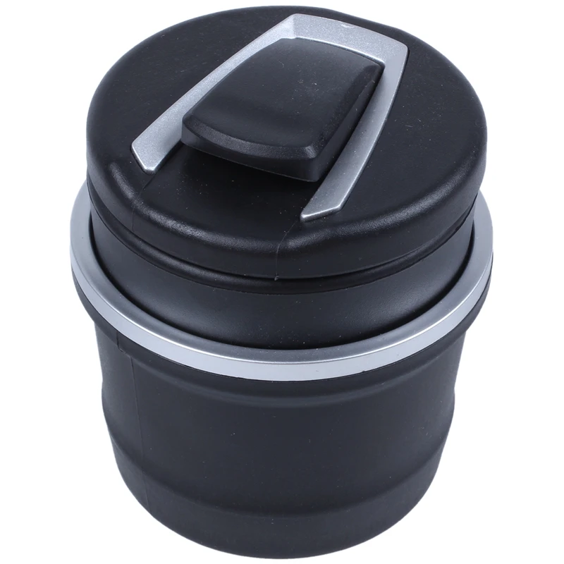 

Black plastic car ashtray with blue LED light