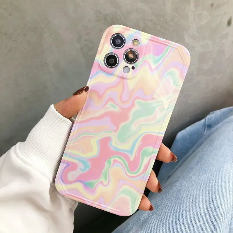 

Artistic Color Soft Silicon Phone Case For iPhone 12 Mini 11 Pro Max XS MAX X XR 8 7 Plus SE 2020 Anti knock Back Cover Coque