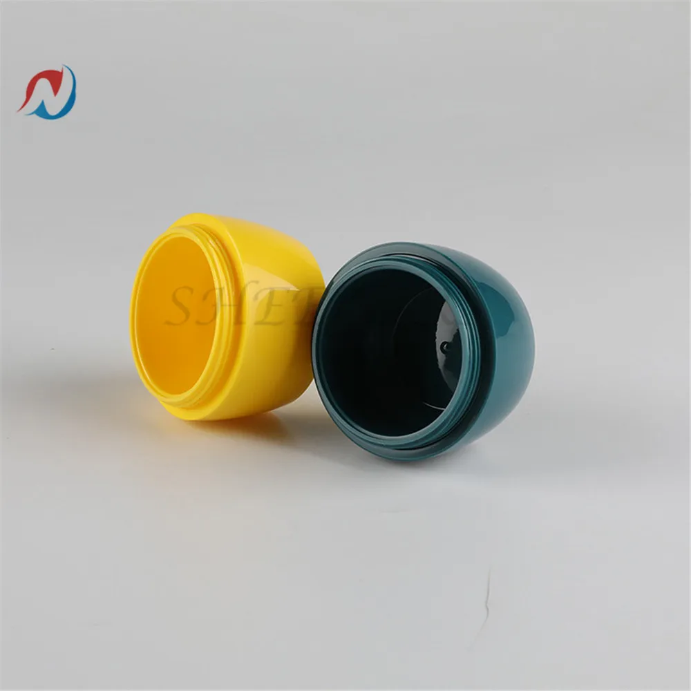 

Free Shipping 6pcs 50g 50ml Tilted Cover Cosmetic Container elegant design double wall pp plastic cosmetic packaging cream jar