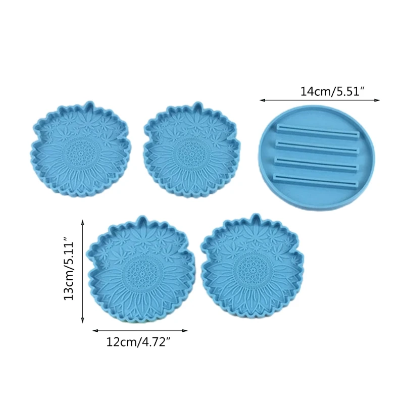 

DIY Sunflower Maple Leaf Coaster Epoxy Resin Mold Coaster Holder Silicone Mould
