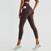 2022lulu women sports pants high waist peach hip fitness yoga leggings side pockets butter soft tights athletic run gym clothing