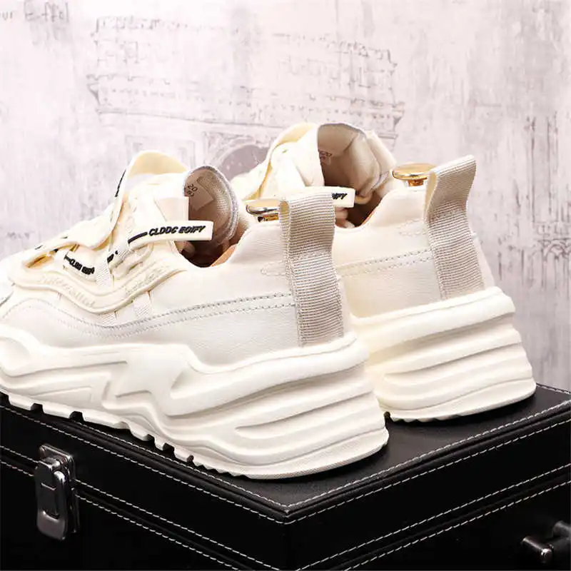 Harga Sneakers Pria Desainer Kulit Beige Sepatu Kasual Platform Hip Hop Punk Pelatih Zapatillas Hombre