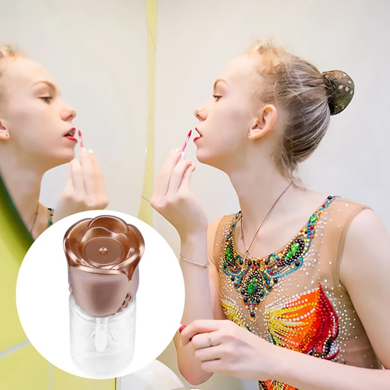 

15 Lip Gloss Containers, Rose-Shaped Lid, Transparent Plastic, Refillable Lip Gloss Tube Empty Tube (Gold)