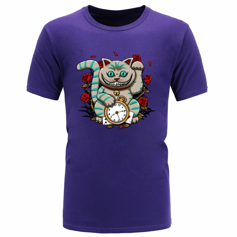 Cheshire Maneki Neko стимпанк кошка Ретро футболка простой стиль короткий рукав бренд