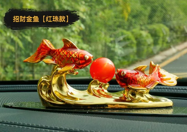 

HOME OFFICE company SHOP CAR TOP Good Efficacious Talisman Money Drawing GOOD LUCK Golden Fish FENG SHUI brass ART statue