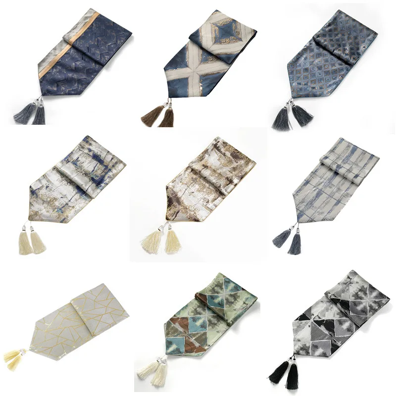 

High quality Satin Jacquard Table Flag Model Room TV Cabinet Coffee Table Runner Home Soft Decor 32*210cm Cushion Cover 45x45cm