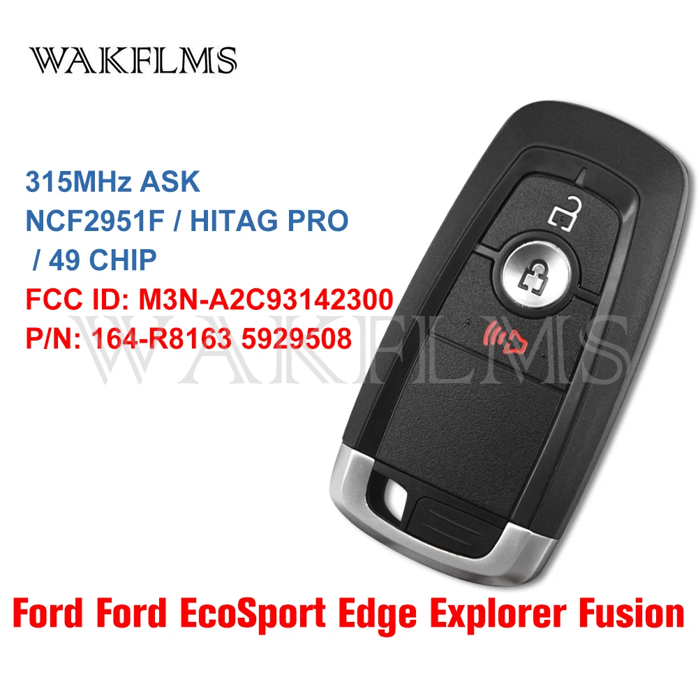 Для Ford EcoSport Explorer Edgs F250 350 450 550 2018 2019 Smart Car Key 315MHz M3N-A2C93142300 164-R8163 5929508 | Автомобили и