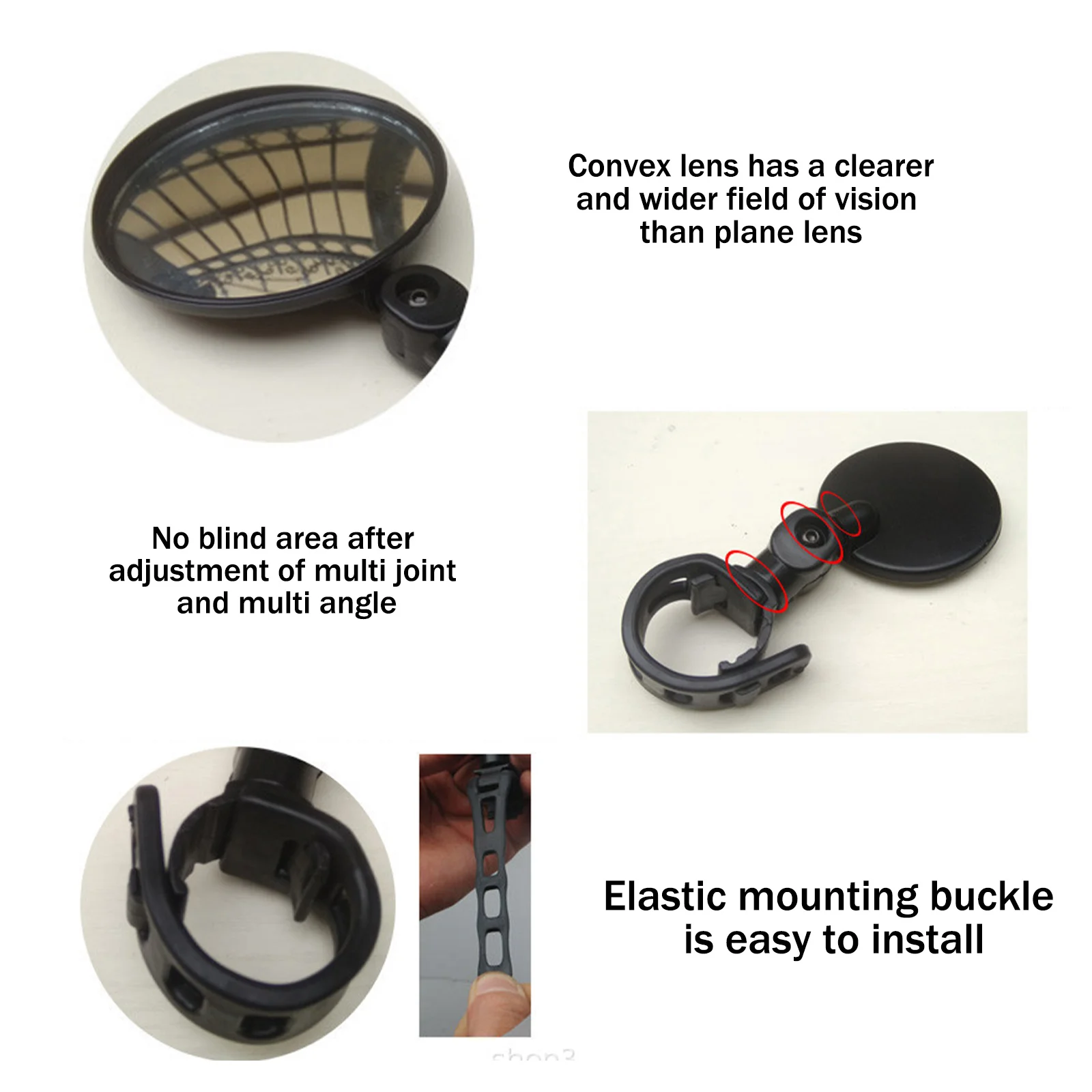 

Universal Bicycle Motorcycle Rearview Handlebar Wide-angle Convex Mirror Cycling Rear View 360 Rotate Adjustable High Quality