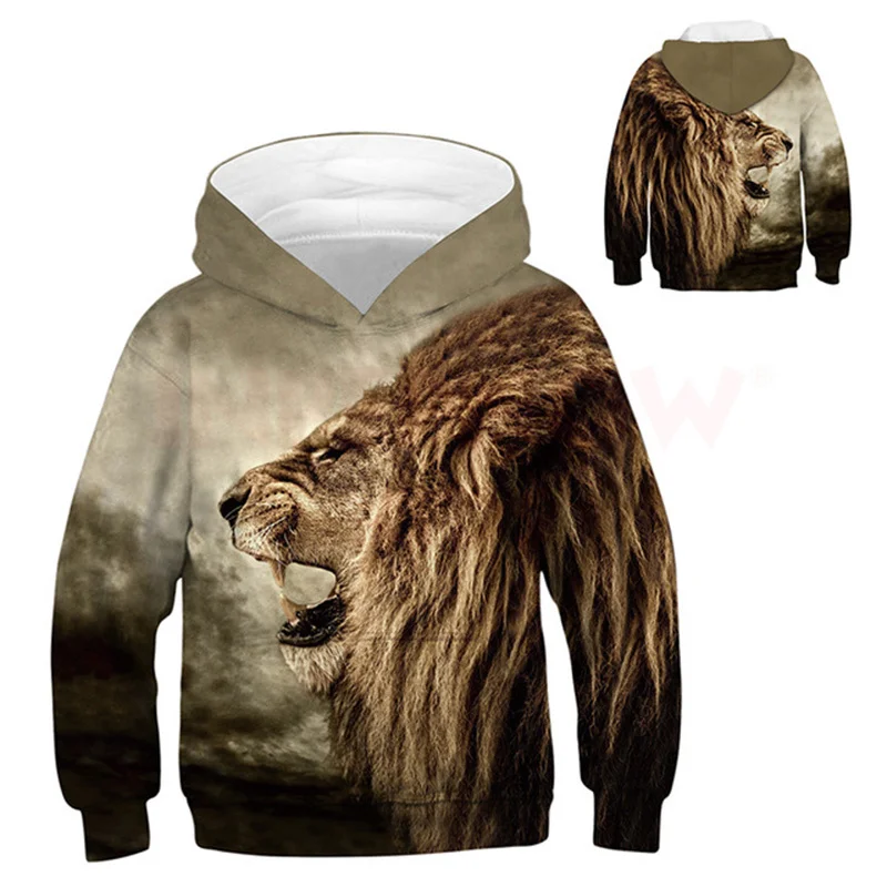 

2022 New Boys Clothing Animal Lion Hoodie 3D Printing Hoodie Fashion Kids Clothing Kids Hoodie Sweater 4-14 Years Old