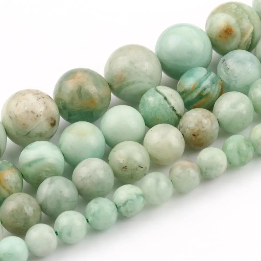 

Natural Round Amazonite Green Quartz Loose Stone Beads For Jewelry Making DIY Bracelet Necklace Accessories 15inch 6/8/10/12mm