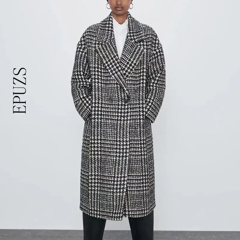 Зимние Хаундстут пальто для женщин двубортный Карманы длинное женские шикарные