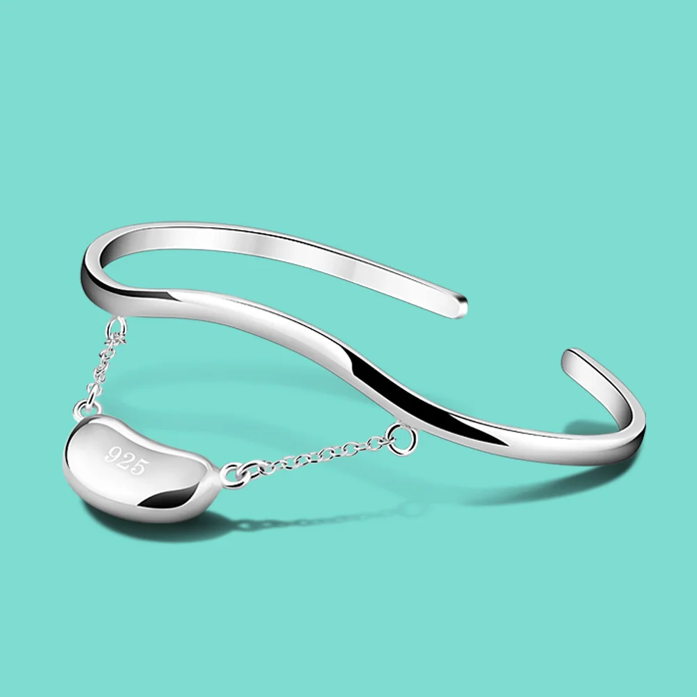 OL/Стиль оригинальный 925 серебряный браслет для женщин простой Глянцевая подвеска