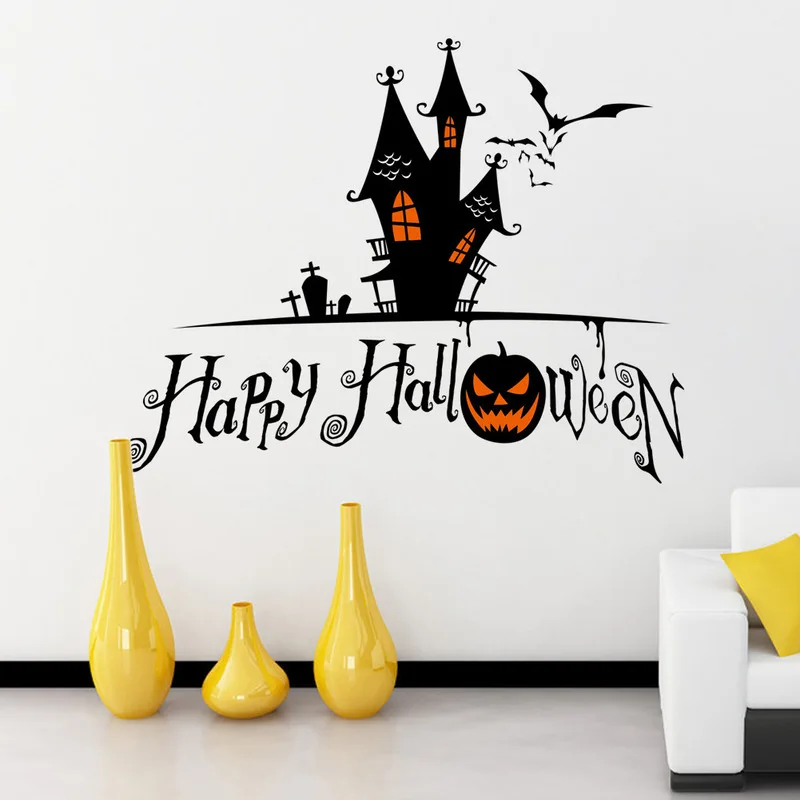 

Halloween Pumpkin Skull Kids Room Bedroom Wall Sticker Wholesale Waterproof Removable halloween decor halloween props
