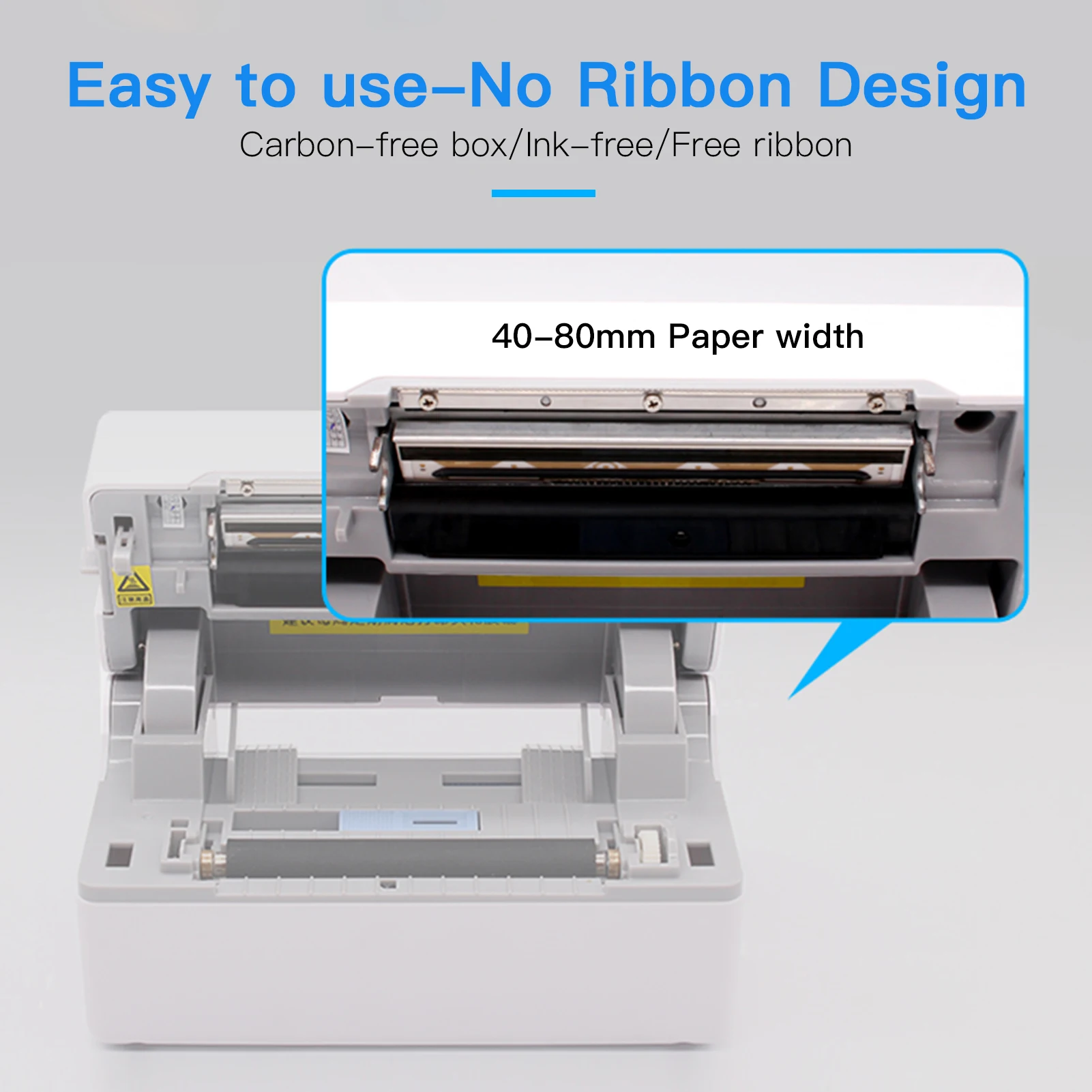 Настольный принтер для печати этикеток USB/BT прямой термопринтер 40-80 мм бумага
