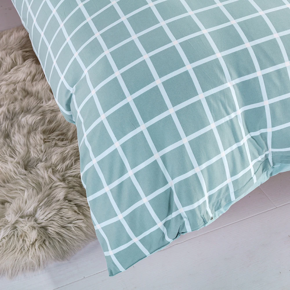 

Home Textile New 4pcs Bedding Sets Green Plaid Bed Linen Duvet Cover Set 200x230 AB Side Bed flat Sheet Pillowcase Cover