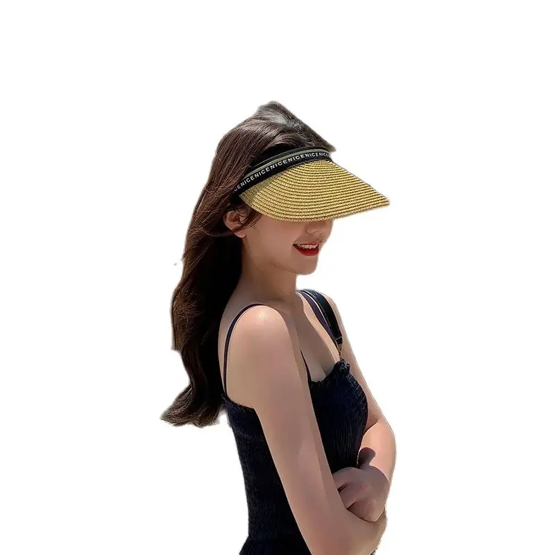 

Summer Female Empty Top Hat Outdoor Casual Sun Hat Parent-Child Sun Cap Fashion Sunshade Sunscreen Adult Straw Cap