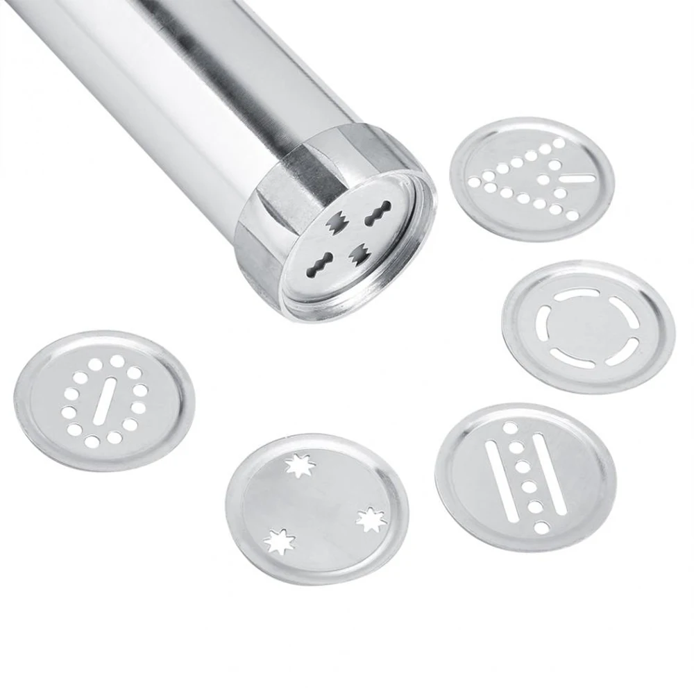 

Biscuit Press Set DIY Cookie Press Pump Machine Kit with 20 Stainless Steel Cookie Discs and 4 Nozzles Biscuits Making Cake D30