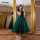 Verngo, блестящее изумрудно-зеленое женское платье с овальным вырезом, пышная юбка, вечерние платья длиной ниже колена, официальное платье для матери