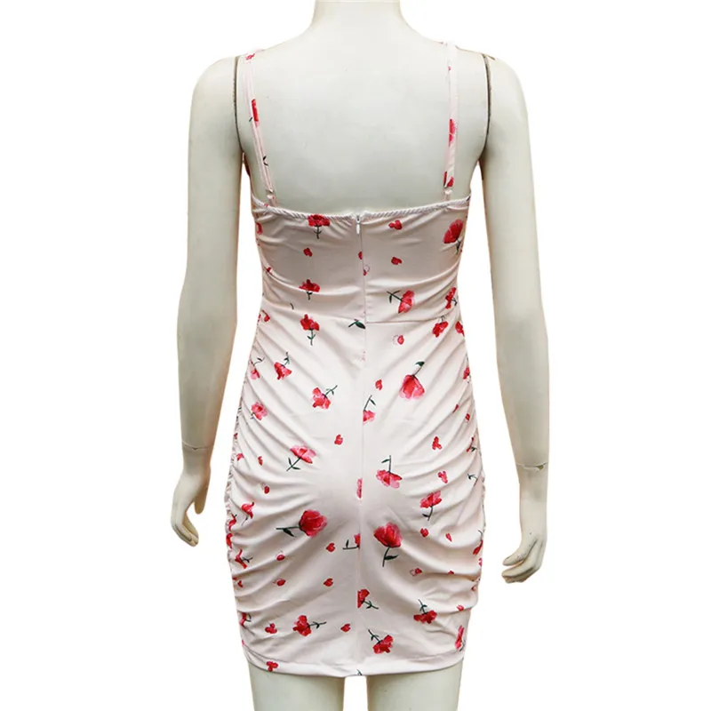 

Fashion Floral Print Women Mini Dresses Holiday Sundress Summer Sexy Backless Dress Bohemian High Waist Mini Dress