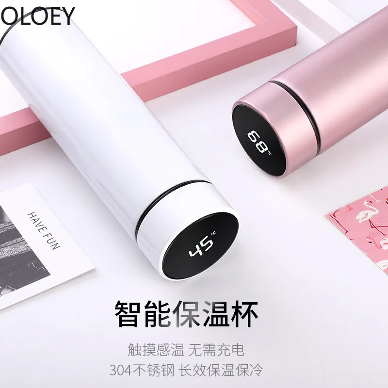 LED термос бутылка температурный дисплей Смарт нержавеющая сталь Вакуумная для