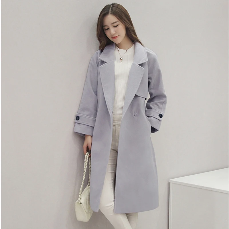 

Женское длинное шерстяное пальто, простое кашемировое пальто макси с поясом, верхняя одежда, осень-зима 2020
