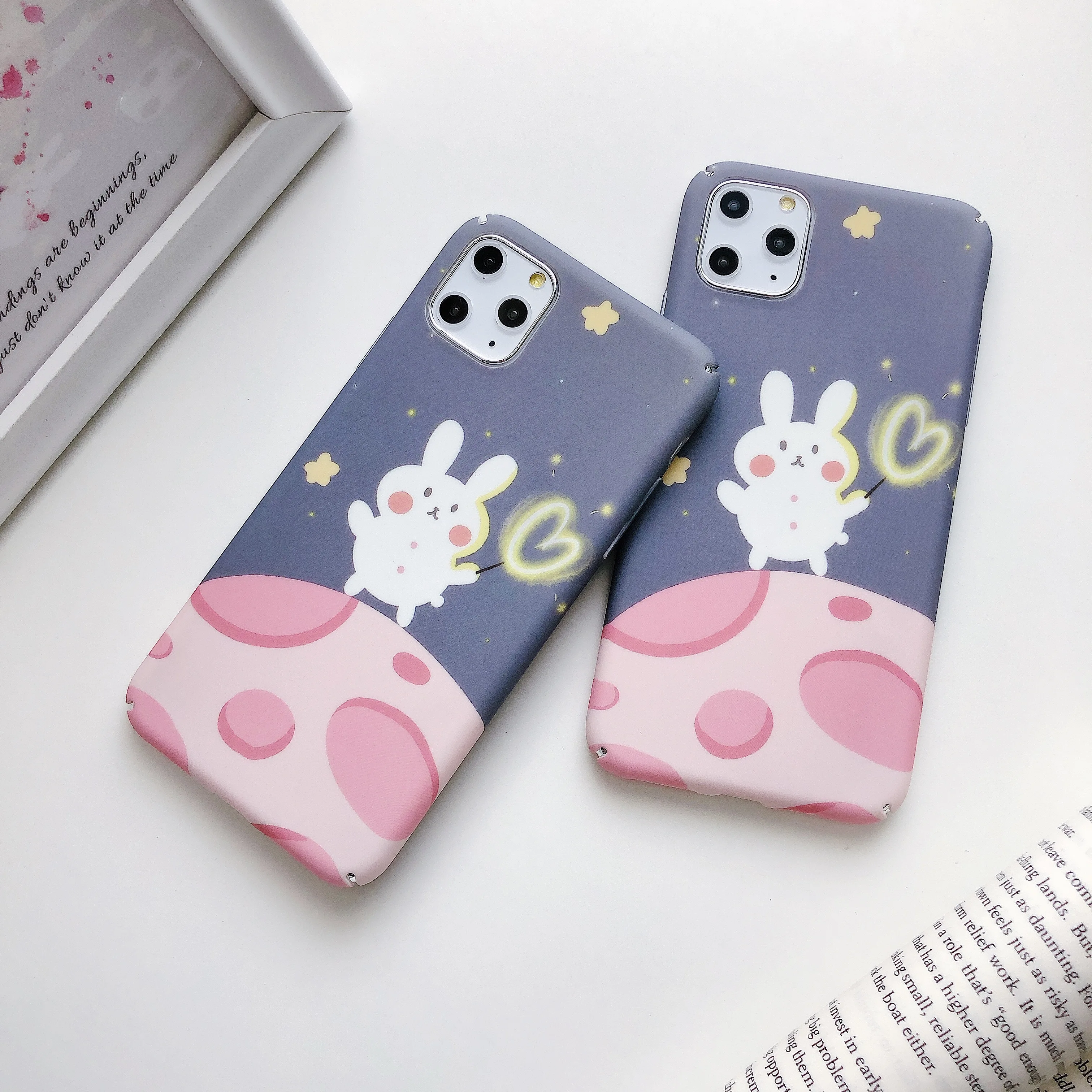 Матовый Жесткий PC чехол для телефона iphone 11Pro MAX X XS XR 8 7 6 6S plus милый кролик матовая