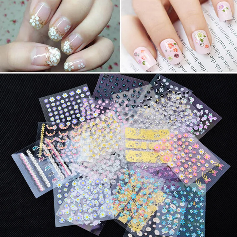 

50 Sheets Set Mixed DIY Decals Designs For Nail Art Manicures Decorations Salon Decal Engraved All for manicure Embossed