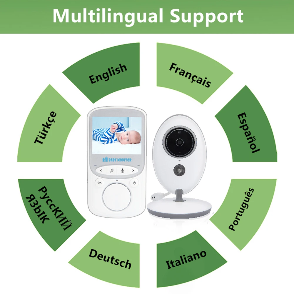 Радионяня VB605 Беспроводная с ЖК дисплеем 2 4 дюйма 24 часа|Радионяни| |