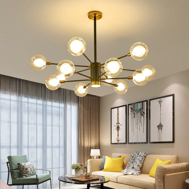 

Nordic Led tree branch Chandeliers Dining Room Kitchen chandelier black Lamp Glass ball Ceiling Chandelier For Bedroom luminaria