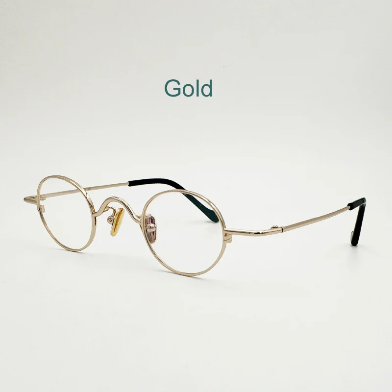 Elliptical forming human glasses very small lens size pure titanium gold myopic optical prescription eyes | Аксессуары для одежды