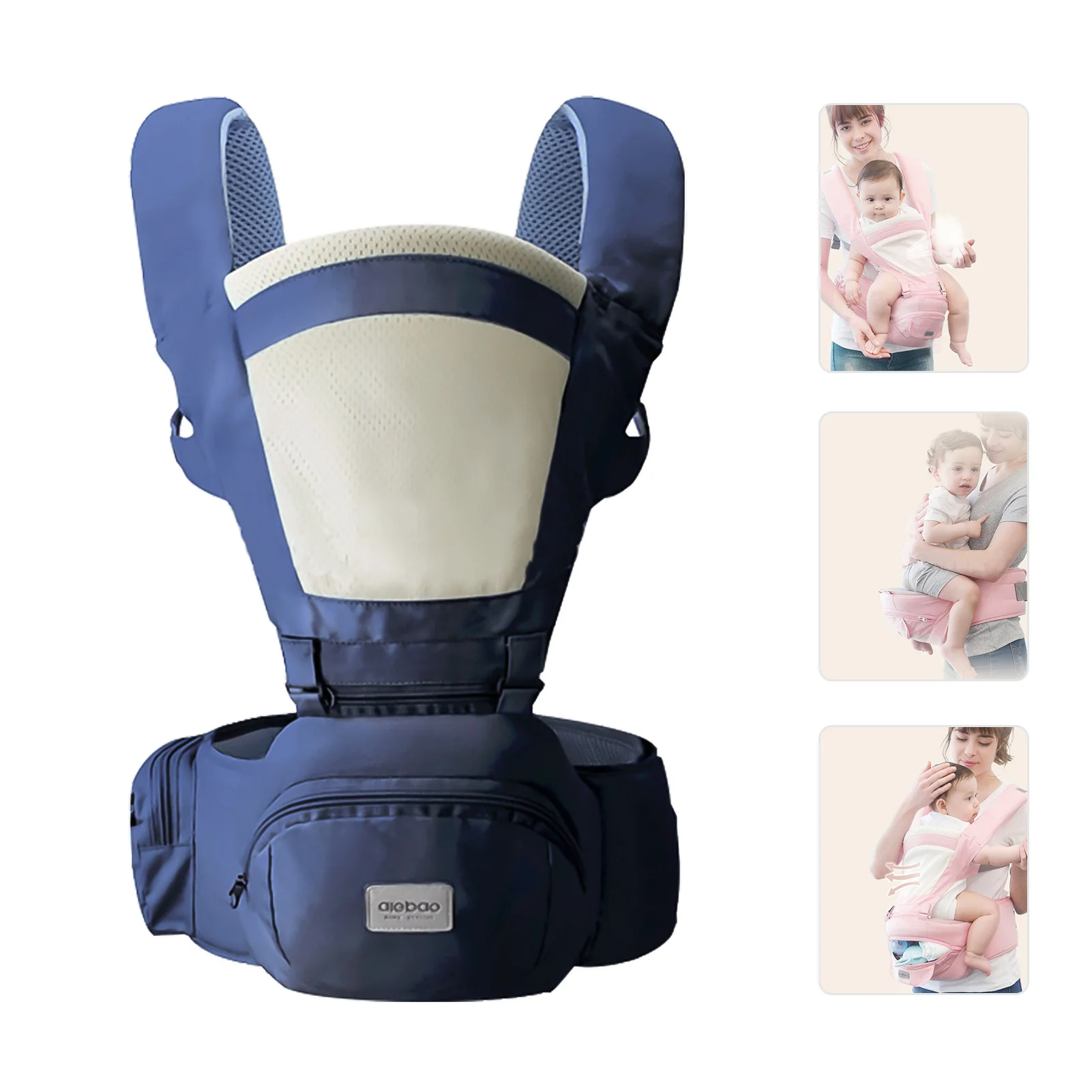 Breathable Baby Carrier with Hip Seat Lumbar Support Waist Stool for Newborn Infants Toddlers Comfortable Baby Backpack Carrier