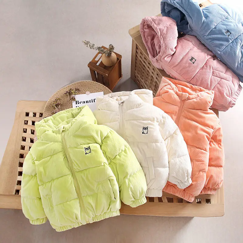 

Children's Cotton-padded Jackets 2021 New Autumn and Winter Hooded Jacket Boys Girls Short Plus Velvet Cotton-padded Jacket