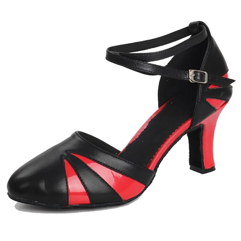 USHINE/каблук 7 см/5 см искусственная кожа Zapatos Salsa Mujer De Baile Latino женская бальная обувь