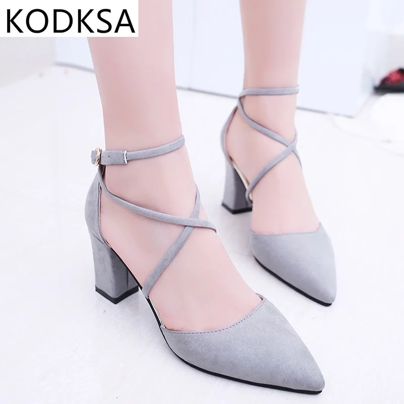 

2021 New high heels Autumn Flock pointed sandals sexy high heels female summer shoes Female sandals mujer