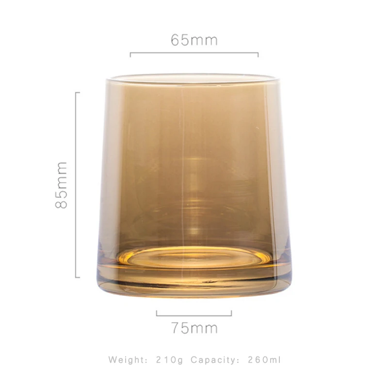 

260ml Heat-resistant Household Colorful Round Gold Rim Glass Cup Spirit Glass Wine Utensils Lead-free Glass Whiskey Glass