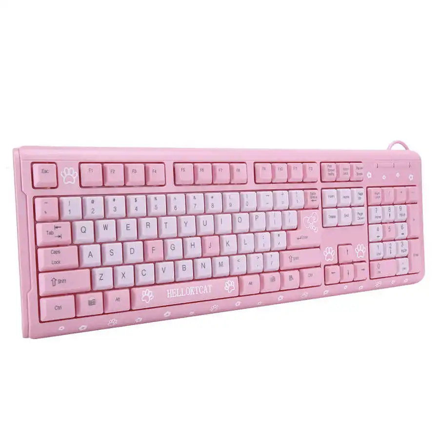 

104 keys USB Keyboard Wired Ultra-Thin Cute Cartoon Keyboard For Home Office Laptop Computer Universal