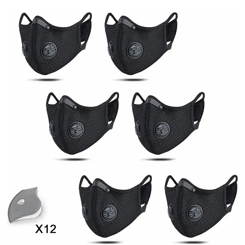 

Cycling Dust Mesh Mask Activated Carbon Filter With Mesh Surface Dust Odor Mask Anti-Fog Mask 6pcs+filter 12pcs