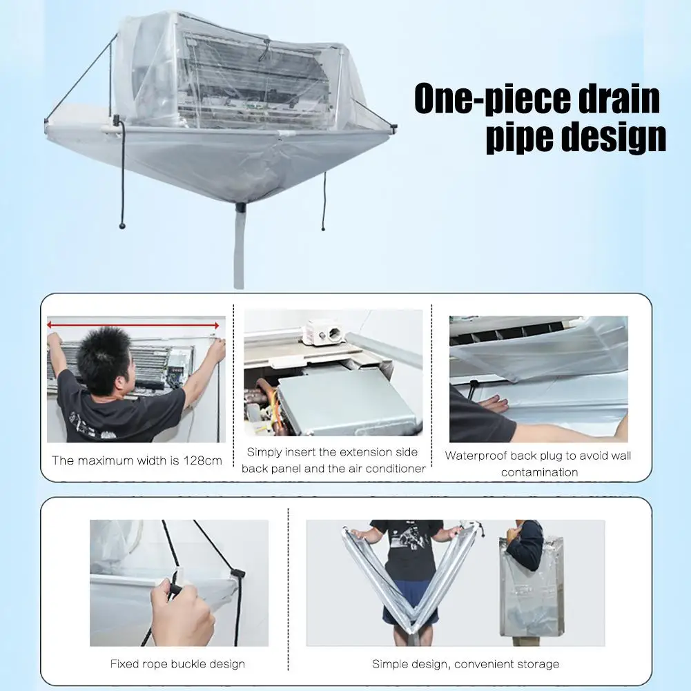 

PVC Split Type Air Conditioner Cleaning Cover Reusable Durable Wall Mounted Air Conditioning Cleaner Room Ceiling Washing Tools